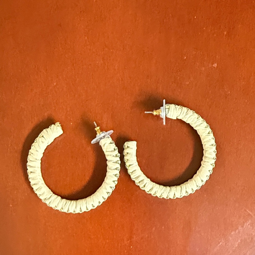 Ann Taylor Cream Hoop Earrings